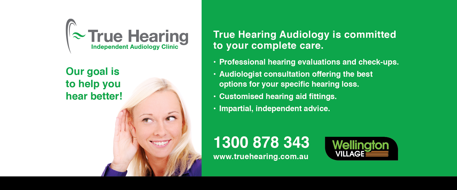ad for True Hearing audiology clinic