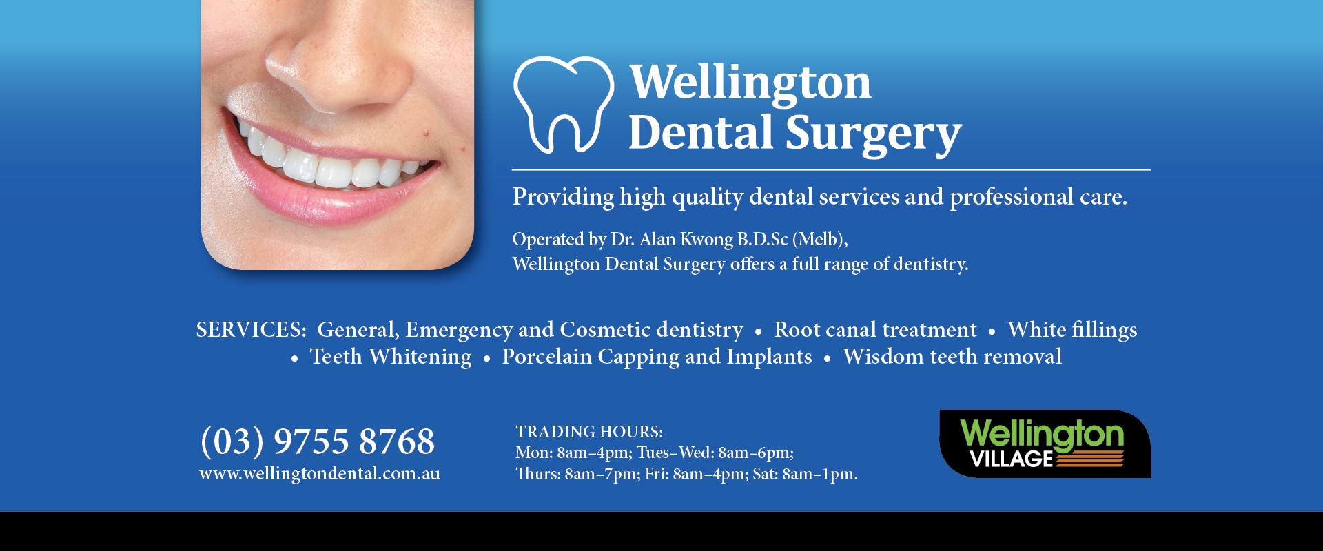 Ad for Wellington Dental Surgery