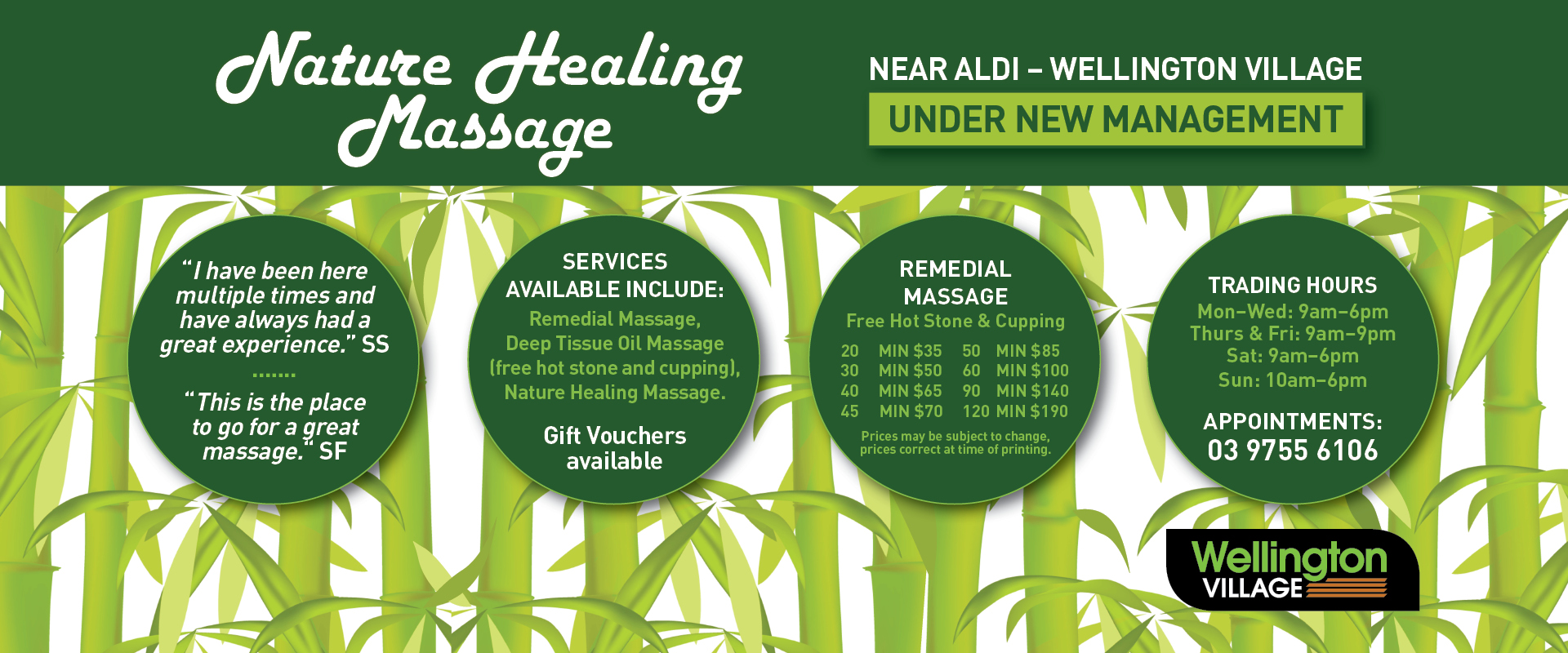 ad for Nature Healing Massage 03 9755 6106