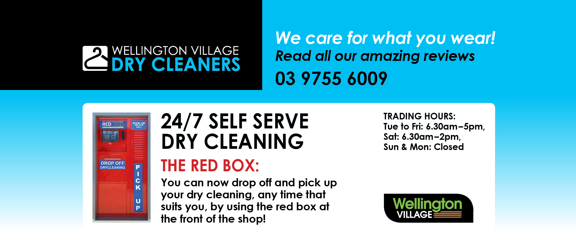 Ad for Wellington Village Dry Cleaning 03 9755 6009