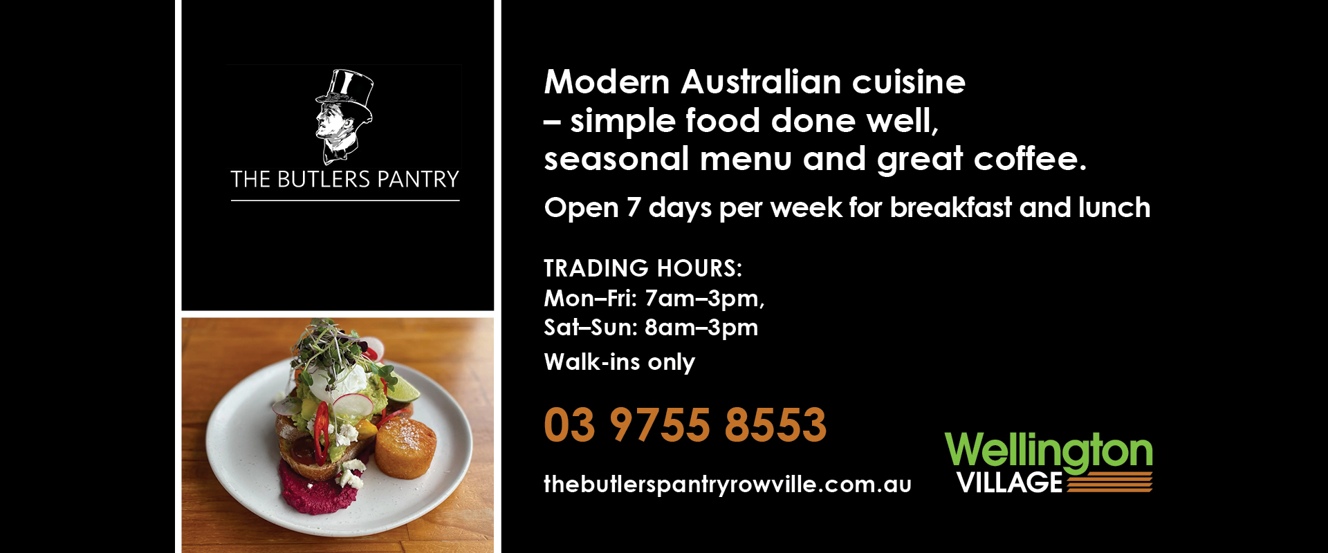 Ad for Butlers Pantry Tel: 03 97558553