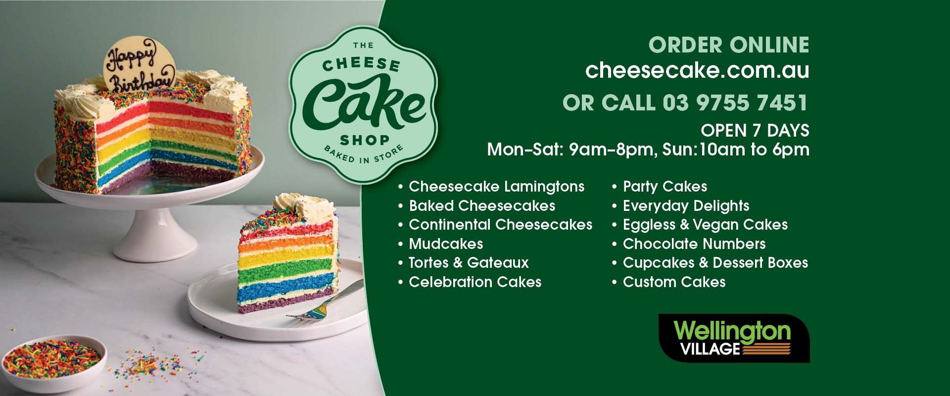 ad for The Cheesecake shop