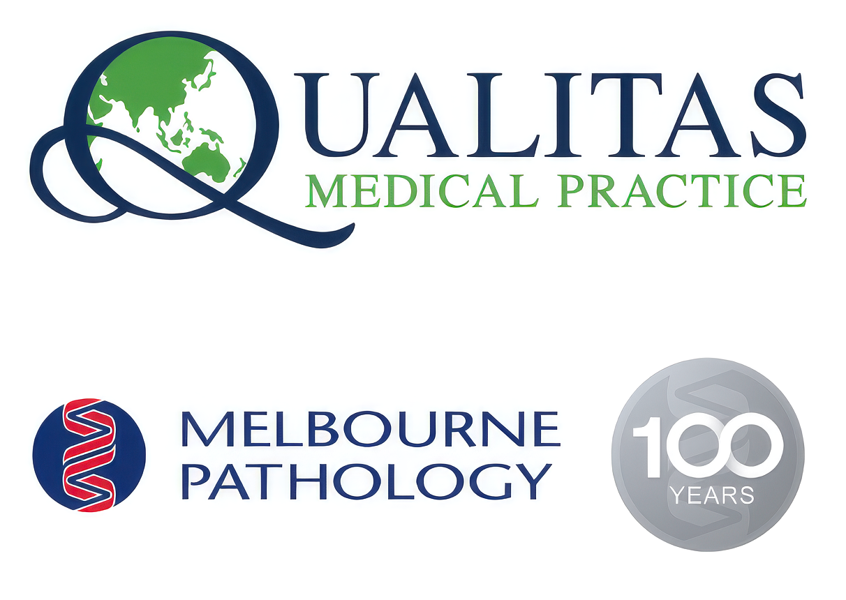 Co-branded Qualitas & Melb Pathology logos