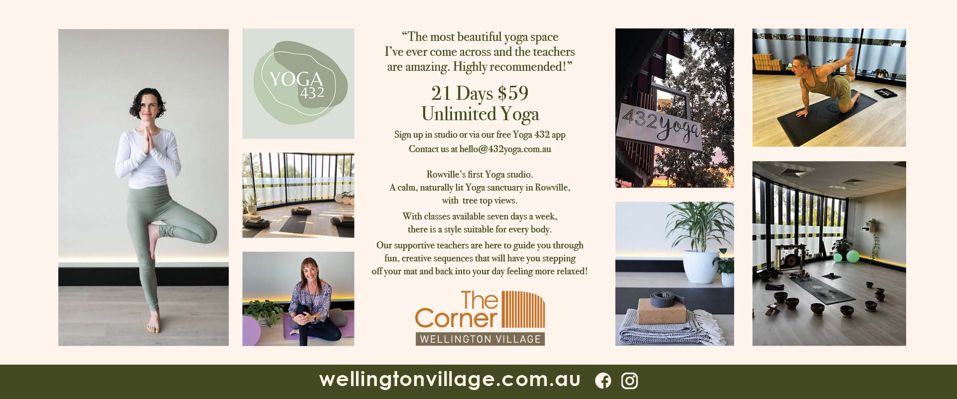 Ad for Yoga 432 at the Corner